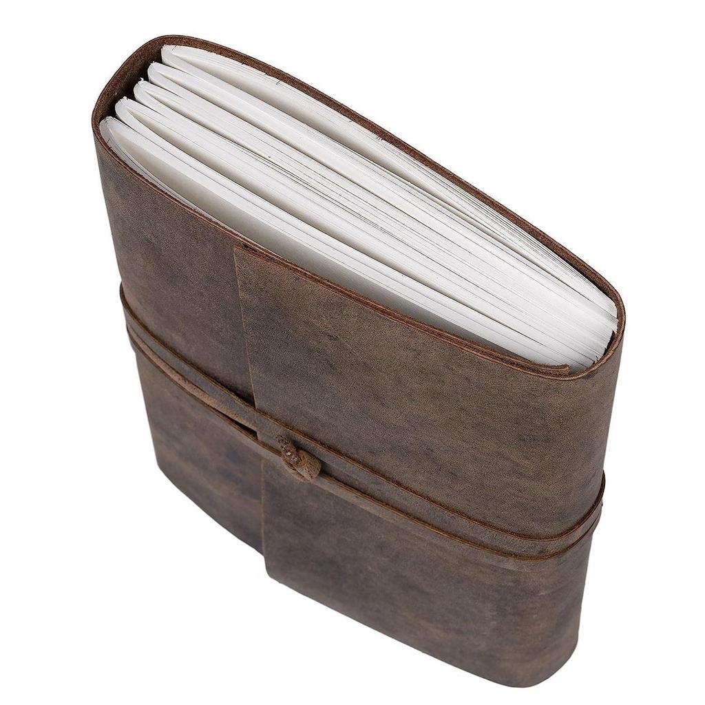 Leather Diary - Antique Handmade Journal with Plain Paper for Men and Women, Gift for Raksha Bandhan As Art Sketchbook