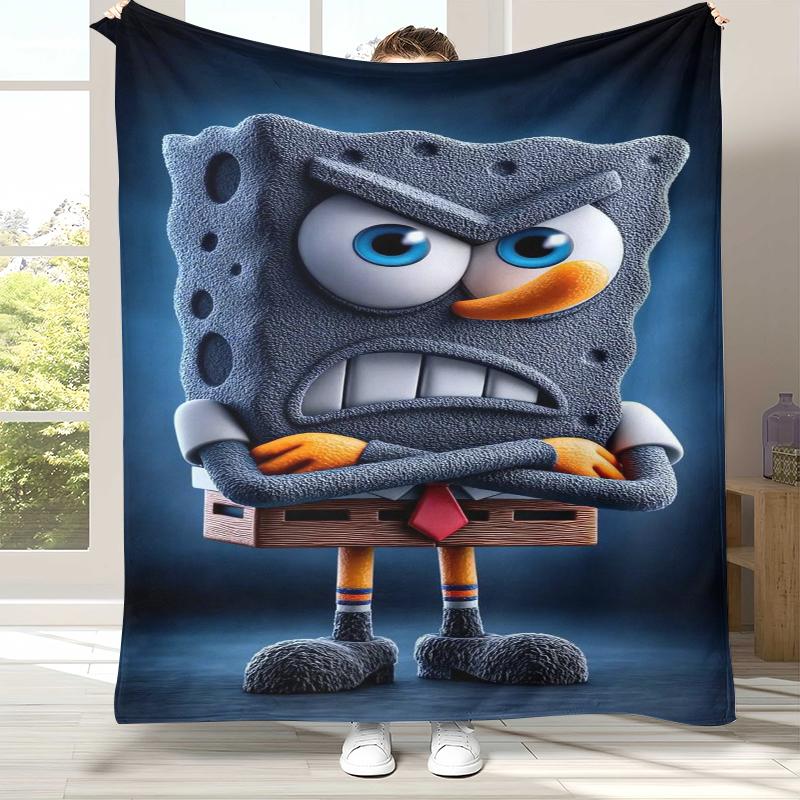 Funny S-SpongeBob Patrick Star Cartoon Flannel Blanket,Ultra Soft Warm Plush Throw for Home Bedroom Bed Sofa Cover Camping gift