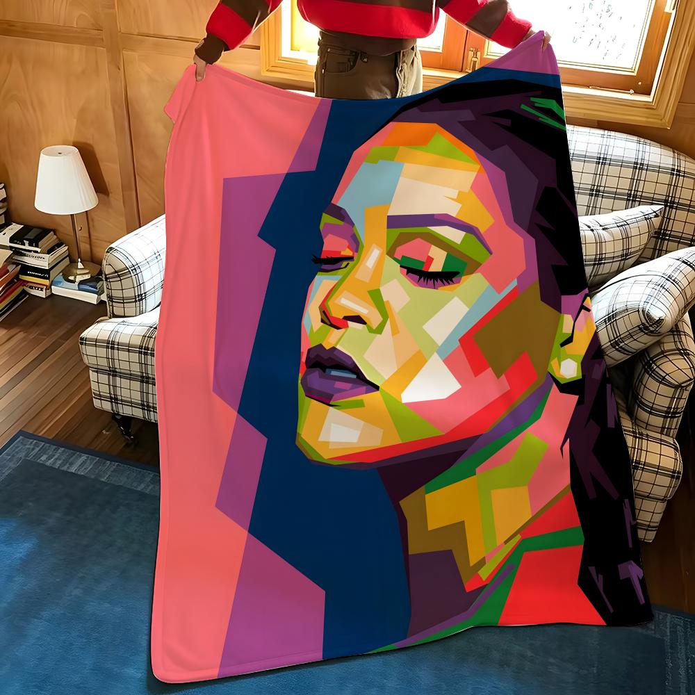 Music R-Rihanna Throw Flannel Cozy Print Blanket, Portable, Durable Machine Washable Cute Cool