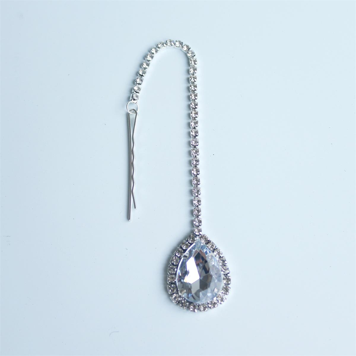 

Bohemian Water Drop Pendant Hair Chain, Exquisite Fashion Bridal Rhinestone Forehead Chain Accessories Hair Chain белый