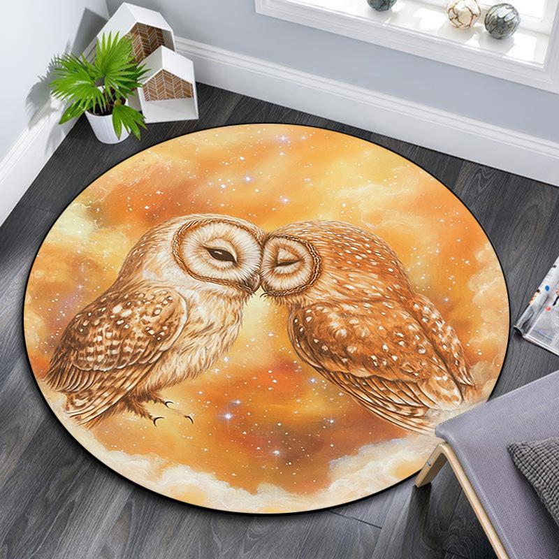 

Moonlit Owls Round Area Rug,Carpet Rug for Living Room Bedroom Sofa Playroom Decor,Non-slip Floor Mat 80cmx80cm