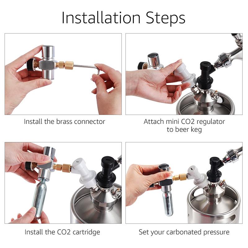 Beer Keg Co2 Charger,0-60PSI Mini Co2 Regulator,Portable Co2 Dispenser With Ball Lock Quick Disconnect For Home Brewing Beer Keg