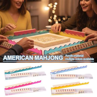 Clear 45Cm/17.5" Acrylic Mahjong Racks With Magnet Professional Tile Organizer Racks Portable Mahjong Accessories