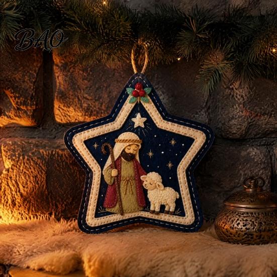 Festive Wall Fireplace Decoration Felt Christmas Pendant, Decorative Hanging Ornament for Holiday Home Decor, Indoor Outdoor Tree Decorations