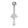 Cherry Flowers Belly Button Ring Crystal Belly Navel Piercing Nombril Long Dangle Belly Jewelry