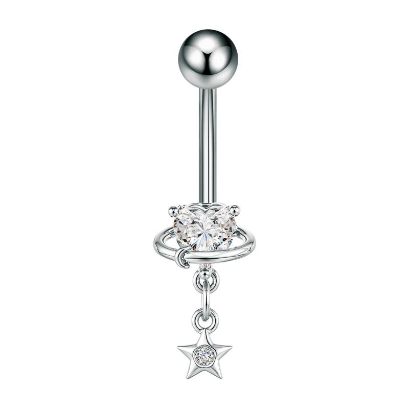 Cherry Flowers Belly Button Ring Crystal Belly Navel Piercing Nombril Long Dangle Belly Jewelry