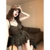 Kumikumi Gyaru Set Sexy Leopard Print Cami Women Summer Heavy Industry Rivet Leisure Shorts Two-piece Set