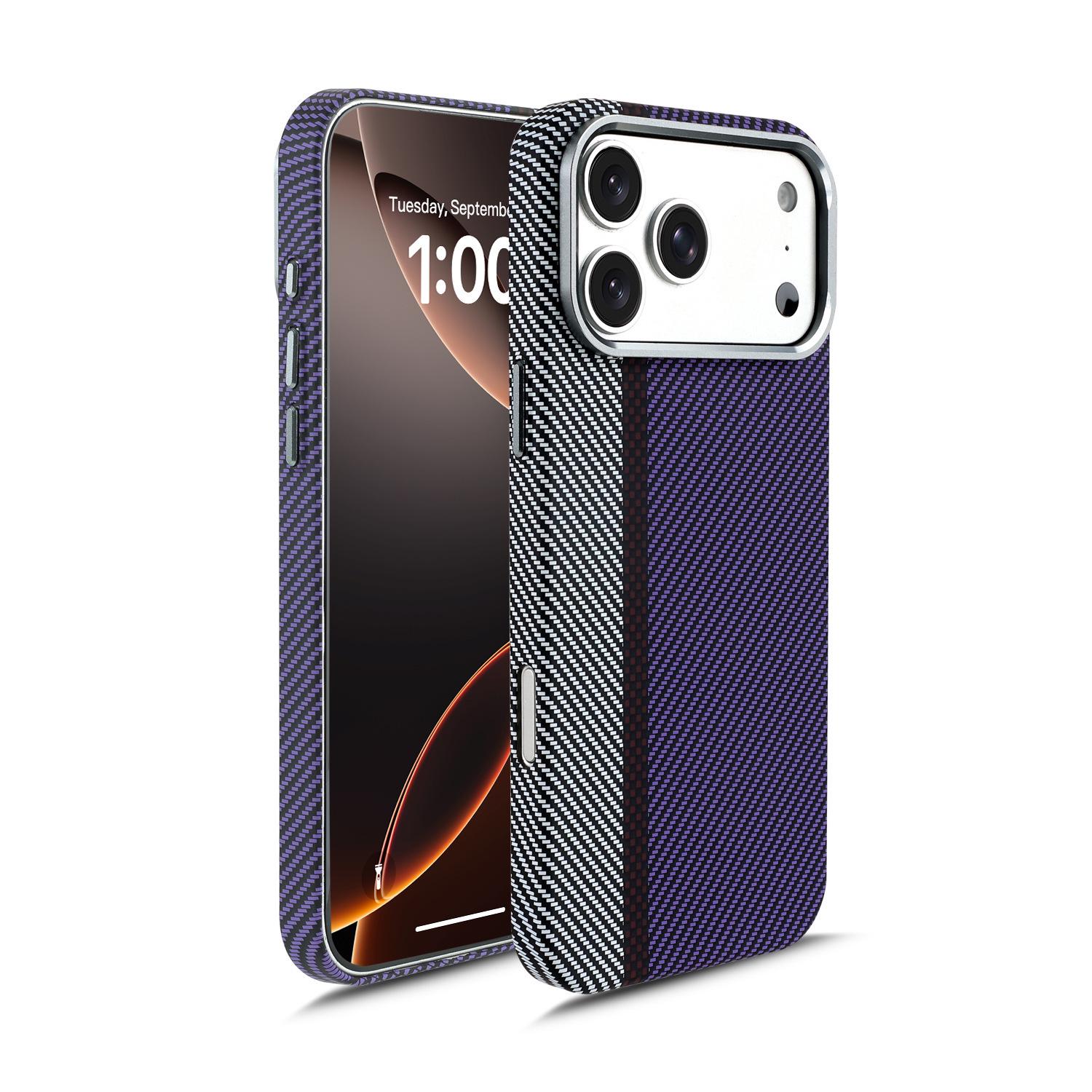 

Magnetic Carbon Fiber Texture iPhone 17 Case with Metal Skin-Feel and Large Hole for Apple 16 Protection iPhone 14 Pro Max