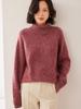 Women's Thick Cashmere High Neck Sweater - Slub Yarn, Long Sleeve, Loose Fit
