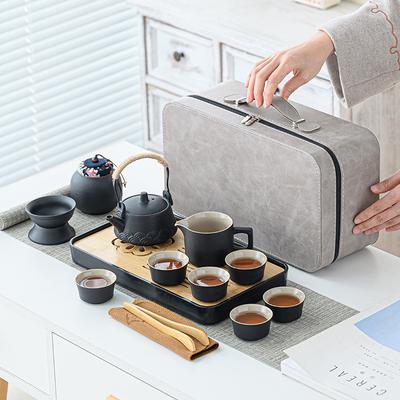 Travel Tea Set, Tea Tray, Household Kung Fu Teacup, Outdoor Portable Teapot, Ceramic Business Gift.