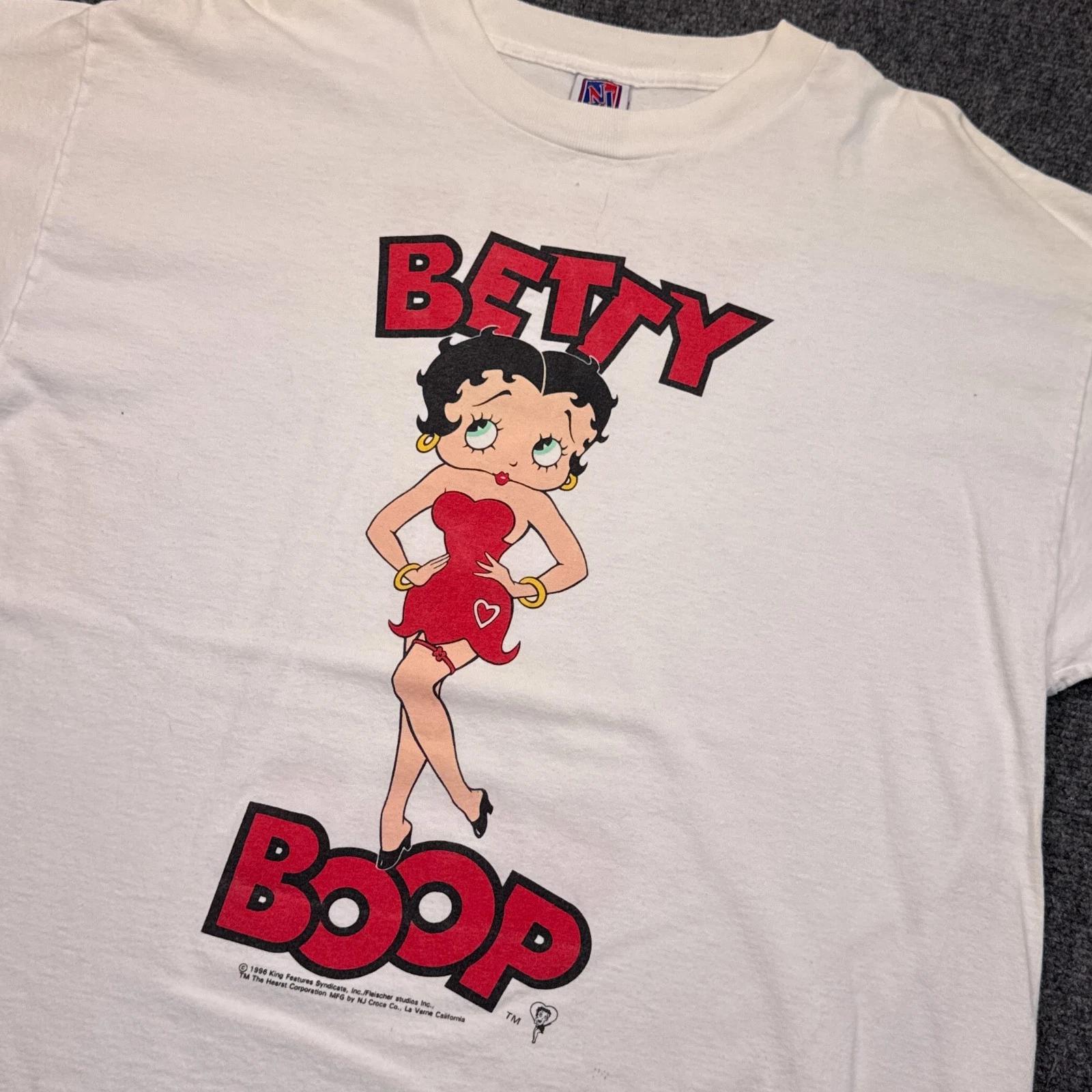 

Винтажная футболка Betty Boop 90-х, двусторонняя, размер XL для взрослых, произведено в США, белая футболка 4XL