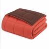 CALGARY - Couette Chaude Microfibre 400 gr/m2 - Brun &amp; Corail - 200 x 200 cm