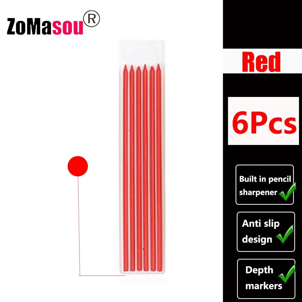 Reuseable Long Head Deep Hole Markers Pen Pencils Solid Carpenter Refill Leads Built-in Sharpener Woodwork Construction Tools