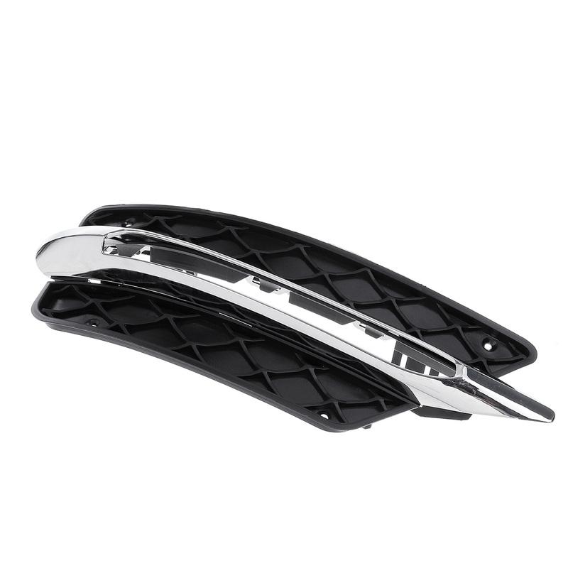 L/R For Mercedes For Benz C-Class W204 2012-2014 Front Bumper DRL Grille Cover Silver Plating Lamp Hoods Decor