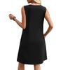 Women Sleeveless Casual Dress with Lace Neckline and Floral Print Loose Fit Summer Sundress for Daily Wear Holiday Beach