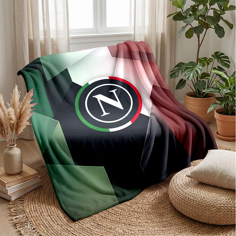 Coperta in Pile di Flanella Morbida Napoli FC Leggera Accogliente Calda Coperta da Lancio per Divano Letto Decorazione per la Casa