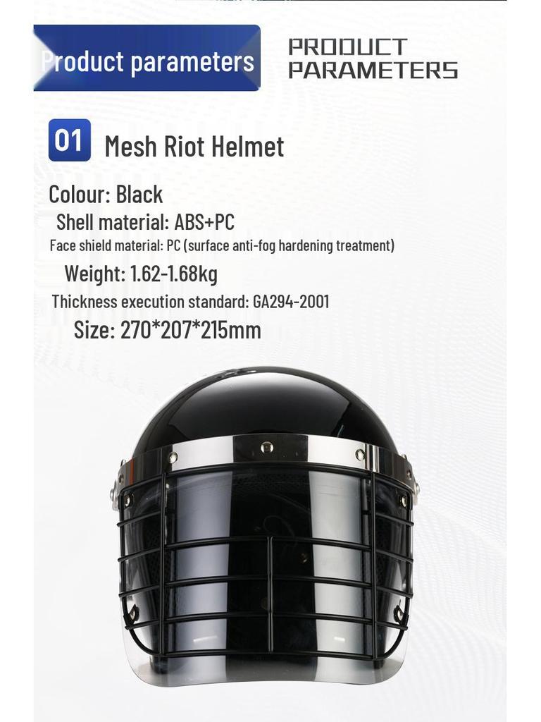 European-style Explosion-proof Riot Helmet with Steel Mesh - Safety Protection Helmet