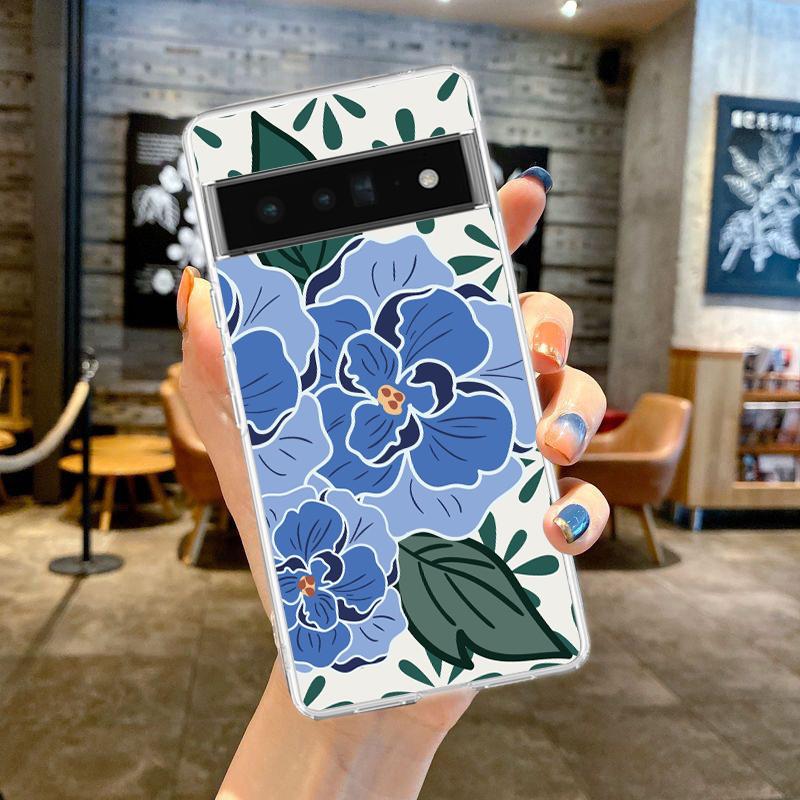 Abstract Flower Market Phone Case For Google Pixel 9 8 7 6 8A 7A 6A 5 4 5A 4A 3A Pro XL soft Clear Shell TPU Transparent Cover