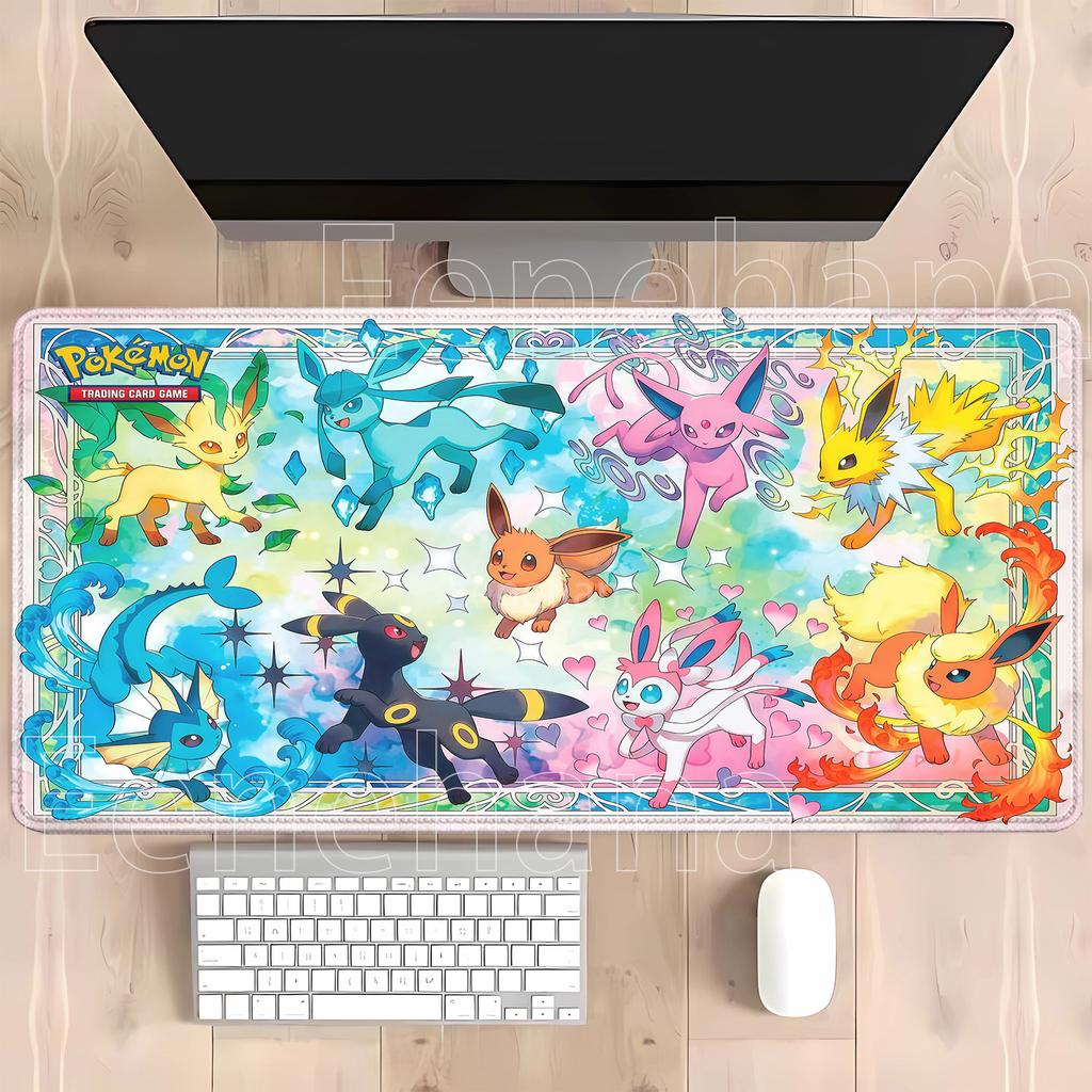 Mouse Pad Eevee Gaming Anime Hd Printing Kawaii Pc NonSlip Base Keyboard Overlock Office Mousepad Overlock Xxl Desk Mat