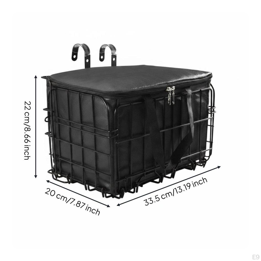 Front Bike Basket Reinforced Hook Design Black Normal
