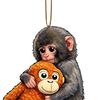 2D Monkey Keychain Cute Monkey Holding Plush Toy Bag Charm Acrylic Hanging Pendant for Backpack Purse Car Keys