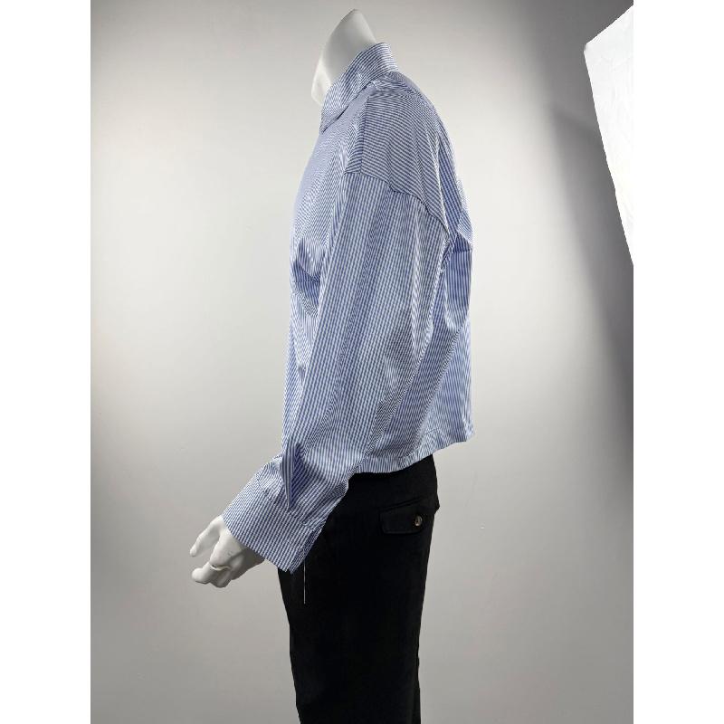 2026 New Men's Fashion Turn-down Collar Vertical Striped Loose Long Sleeve Shirt