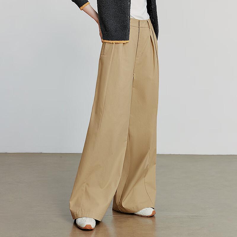 Chuyu Women's Pleated Wide-Leg Cotton Casual Pants