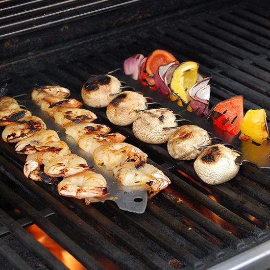 Barbecue Skewer Stainless Steel Roasting Fork Fish Bone Shape Outdoor Barbecue Skewer Non-stick Grill Fork