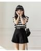Women's 2024 Summer High-Waist Pleated Skort with Wide-Leg Design: Korean Style & Versatile Casual Look