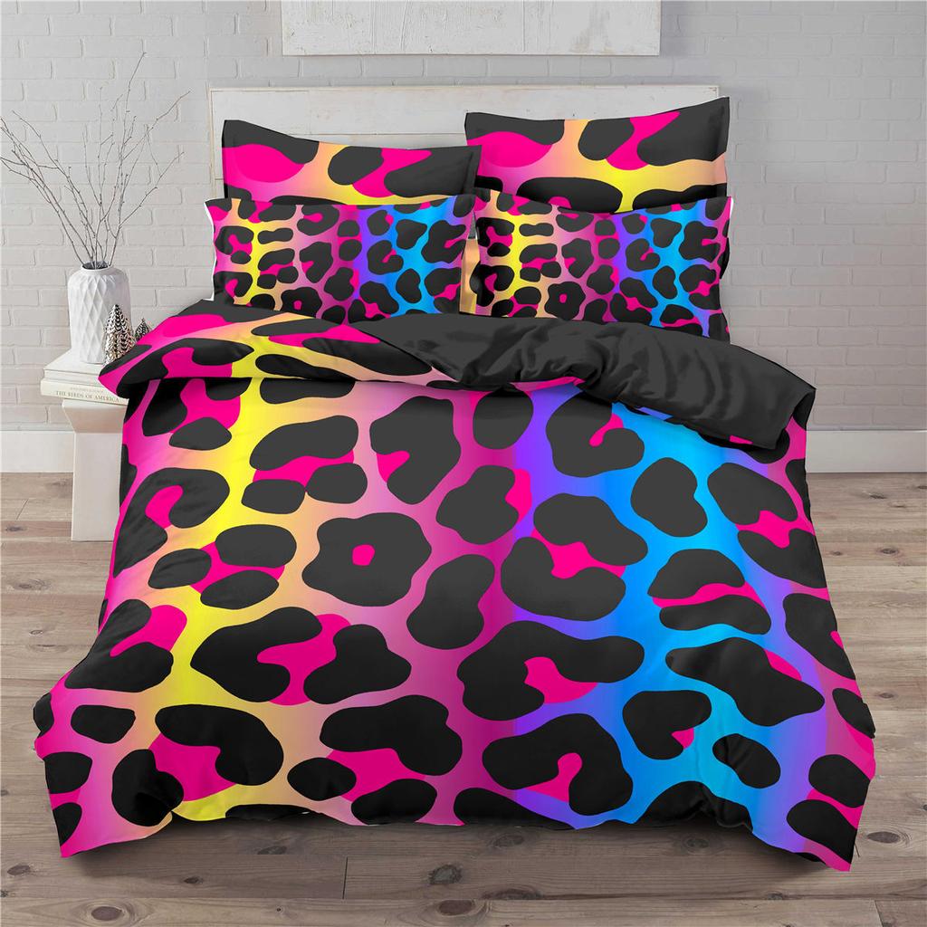 Colorful Leopard Print Duvet Cover Twin Size Safari Cheetah Print Comforter Cover Africa Animal Bedding Set For Girl Boys Teens