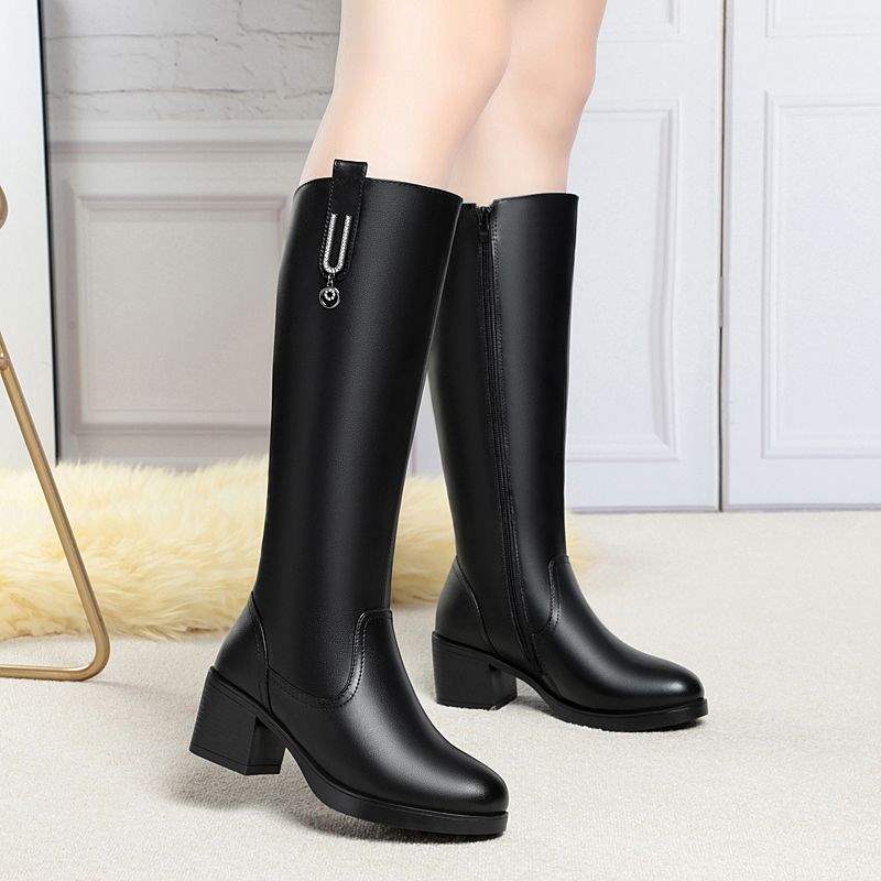 Wool Boots Autumn and Winter New Women's Boots High Boots Versatile Cotton Boots Thickened Warm Women's Long Boots
