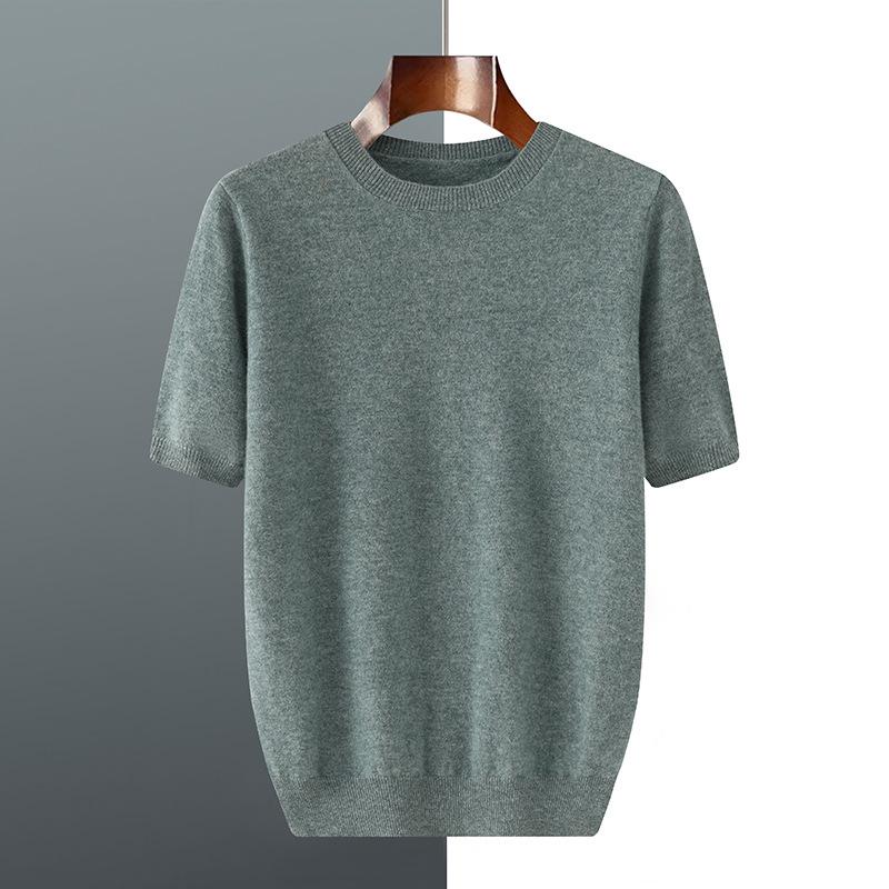 Men’s Short-Sleeve Knit T-Shirt - Autumn/Winter Business Casual, Lightweight, Round Neck Base Layer