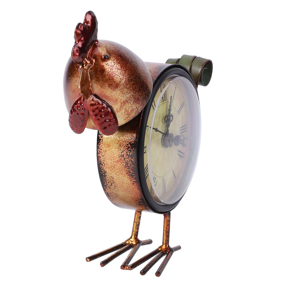 European Retro Style Chicken Shaped Iron Clock Desk Table Clock Home Ornament Craft Gifts
