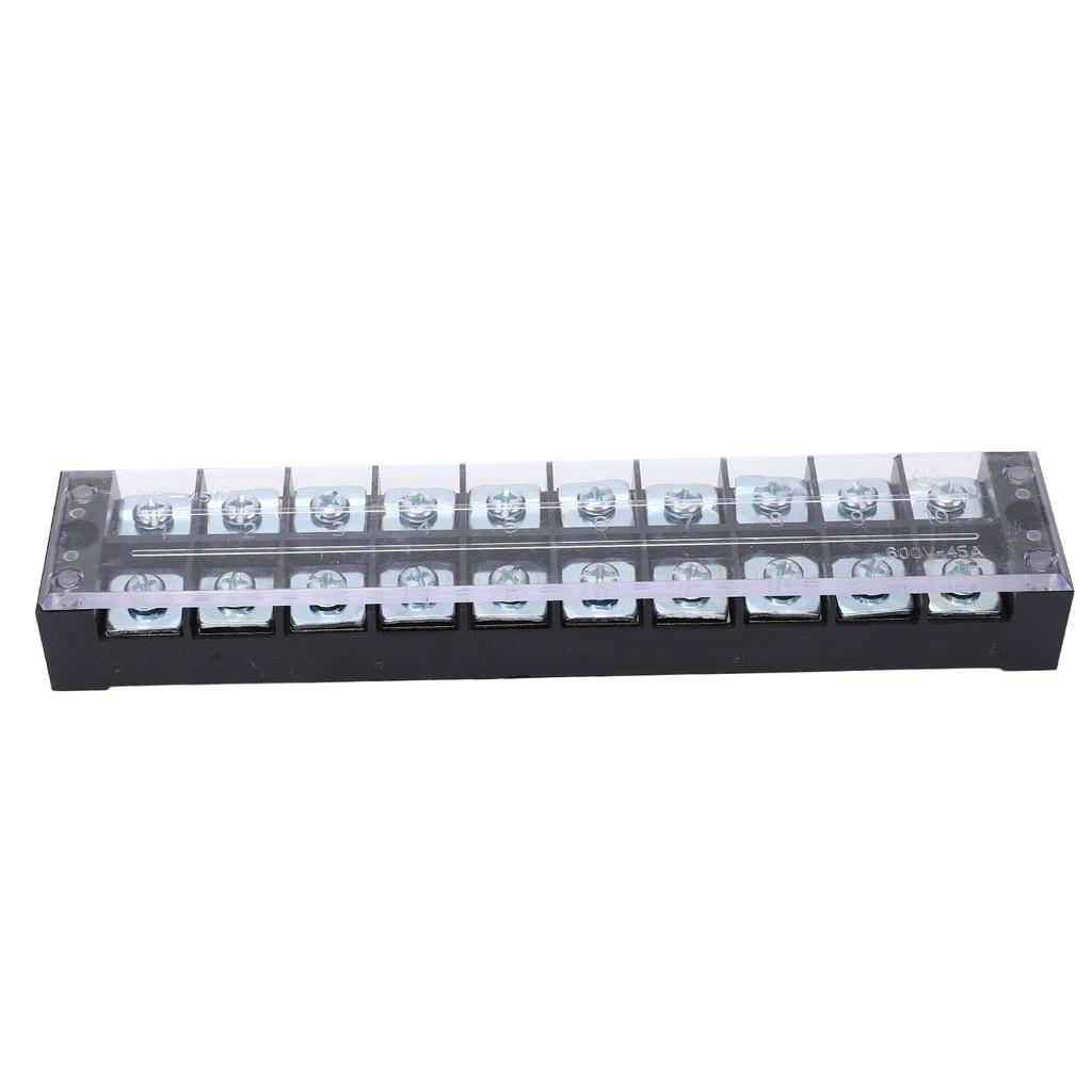 Dual Row Terminals Block Strip High Current 600V 45A Brass Contact Universal Screw Terminals Barrier Strip 10 Position