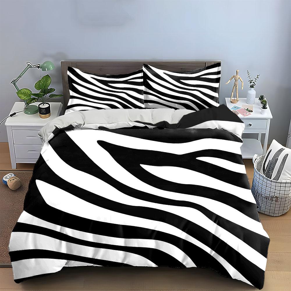 Zebra Print Bedding 3-Piece Set Bedding Duvet Cover Set Duvet Cover Pillowcases (1 * Duvet Cover 2 * Pillowcases, without duvet insert)
