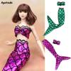 Doll Accessories KidsToy Mermaid Clothes For Barbie Doll Genuine Tail Bra + Doll Dress Clothes for 1/6 Barbie Doll  DIY Toy