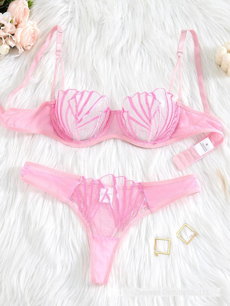 Z Cross-Border Ultra-Thin Lace Mesh Lingerie Set with Steel Ring