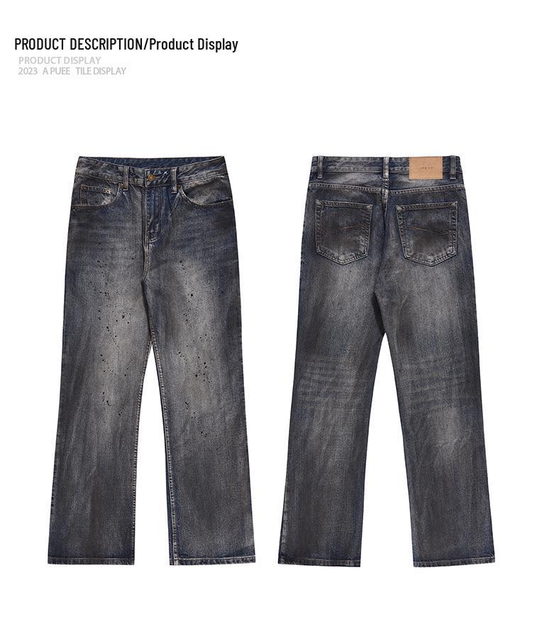 2024 American High Street Ink-Splashed Trendy Flared Jeans