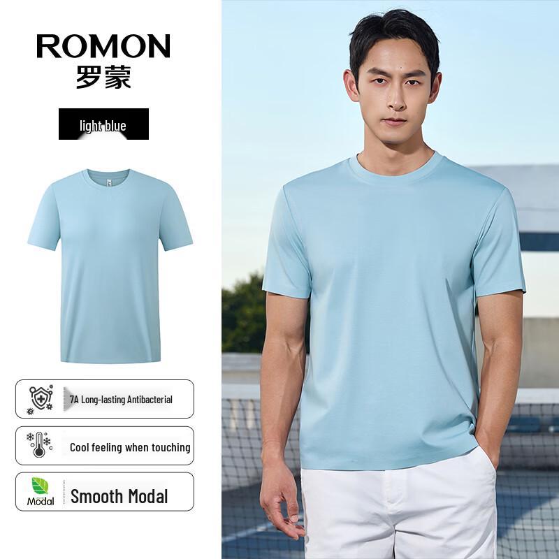 Romon Men s 7A Antibacterial Modal Blend Round Neck T-Shirt 2XL