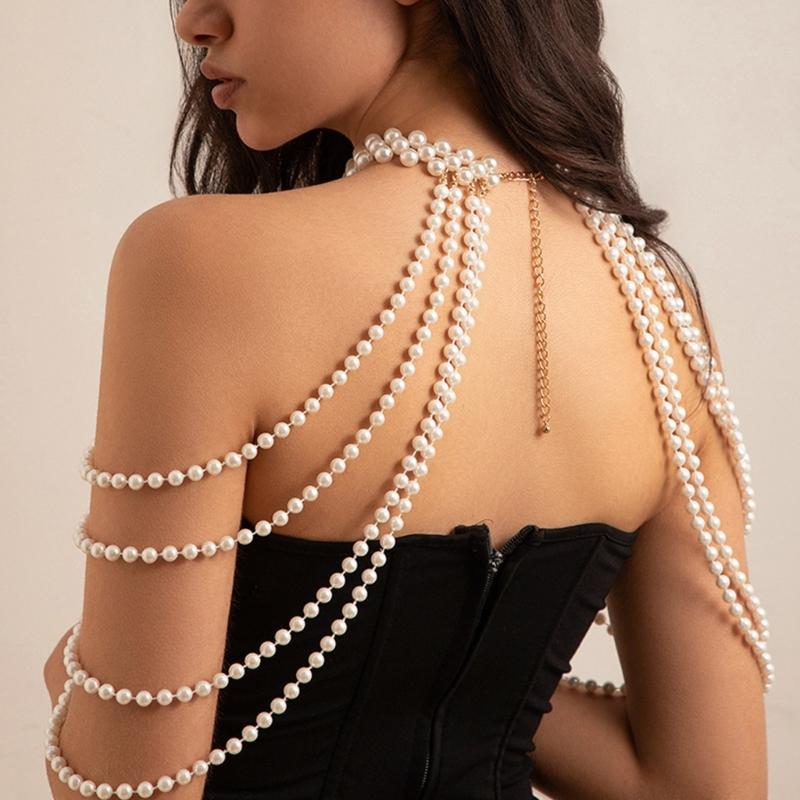 Handgefertigte Perlen Halskette Luxuriöser Halsreif Vintage Quasten Kragen Schmuck Elegante Perlen Schulterkette Handbestickt
