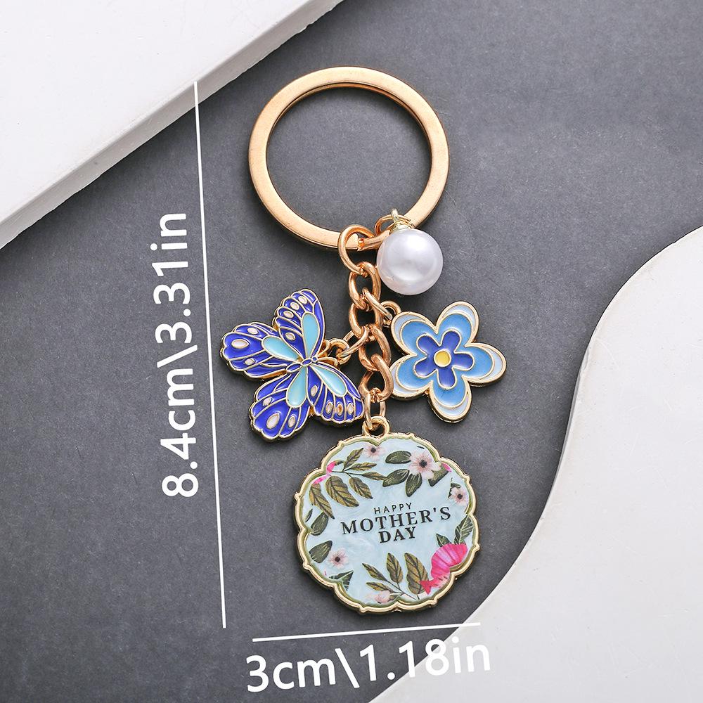 Pink Butterfly & Pearl Drip Oil Keychain Pendant - Happy Mother s Day Edition