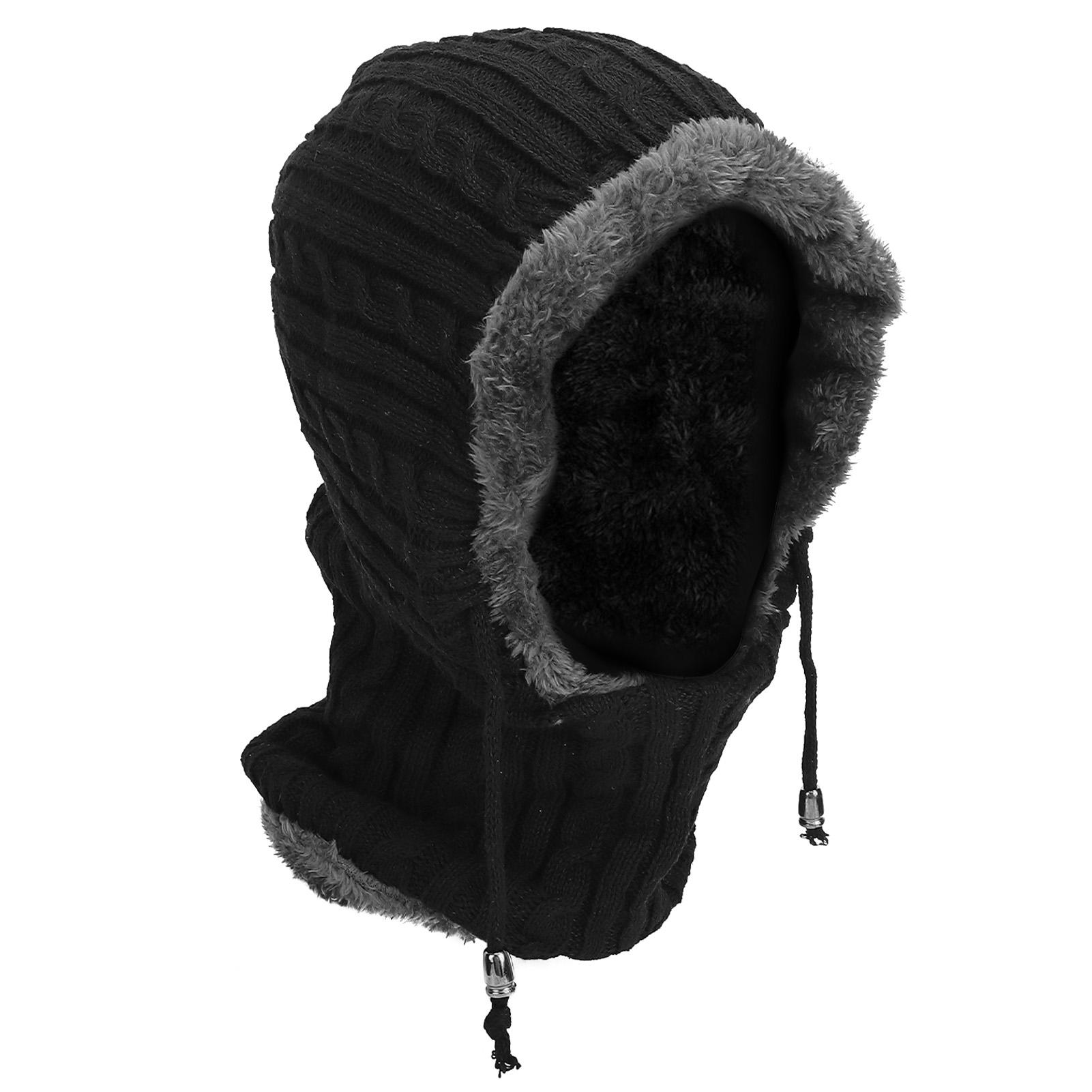 

Зимняя вязаная шапка для мужчин и женщин из хлопка, плюша, мягкой эластичной, дышащей, с ушами, сохраняющей тепло чёрный