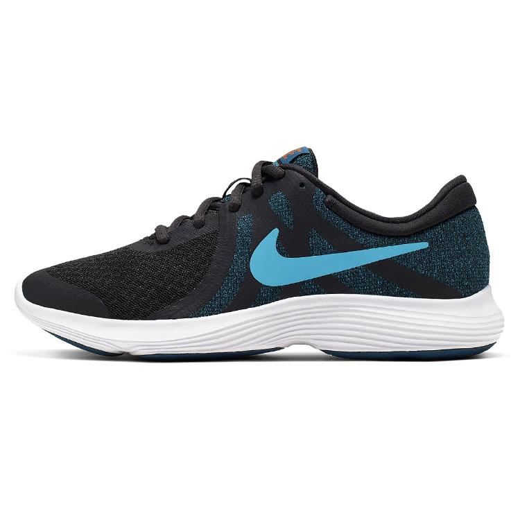 

New Nike REVOLUTION 4 Slip Resistant Shock Absorbers Low Top Kids Running Shoes Black Blue Teenagers 943309-016 35.5