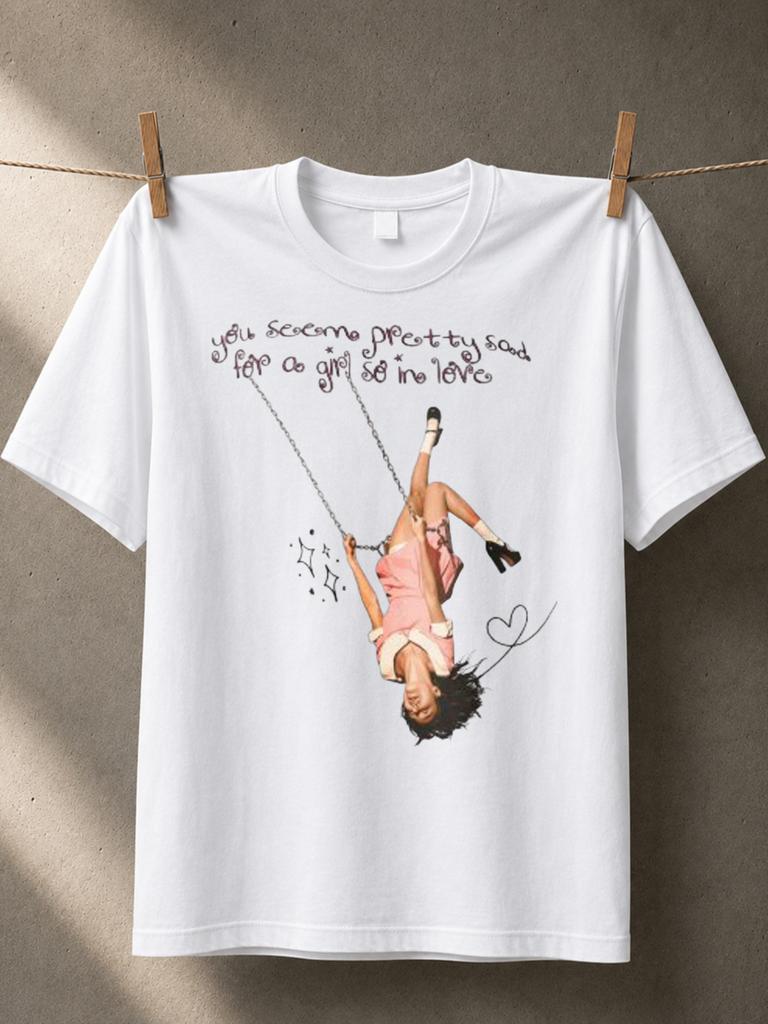 Pretty Good Girl Swing Upsidedown Pink Figure Heart Doodles Handwritten Quote And Whimsical Unisex All Tshirt