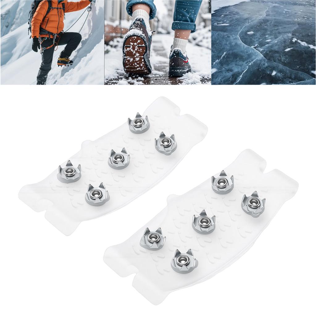 2pcs 5 Prong Ice Cleats Non Slip Enhanced Grip Portable Shoe Spikes for Winter Hiking Snow Traction