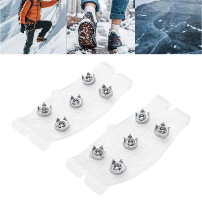 2pcs 5 Prong Ice Cleats Non Slip Enhanced Grip Portable Shoe Spikes for Winter Hiking Snow Traction