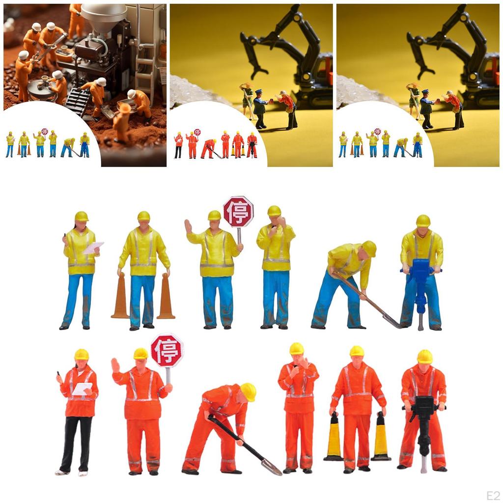 6 Pieces 1/64 Scale Miniature Figures Model Diorama Worker Figure Construction Building Workers,