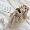 Woven bag women's 2025 new trendy fashion lace versatile ins drawstring bucket bag shoulder crossbody straw bag