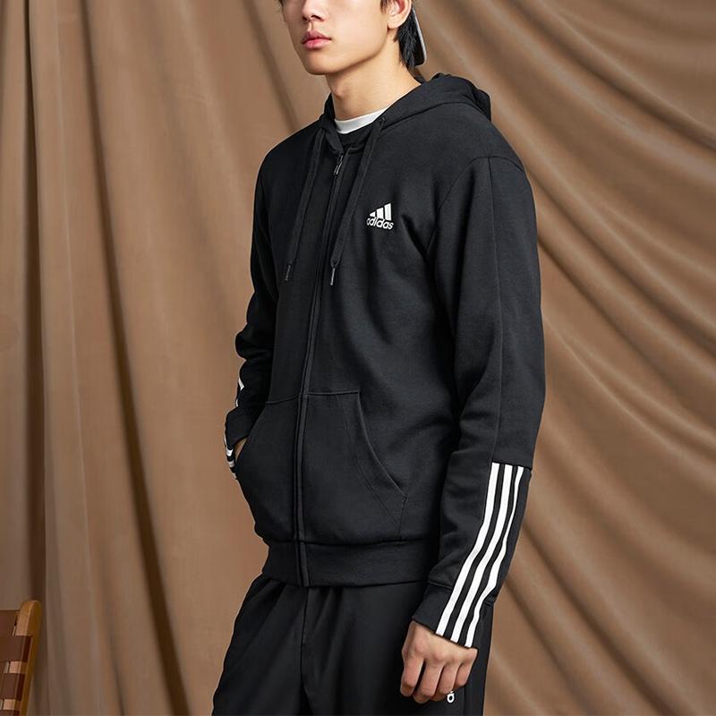 Adidas Essentials Knit Hoodie Jacket Men Outerwear Black GS1581