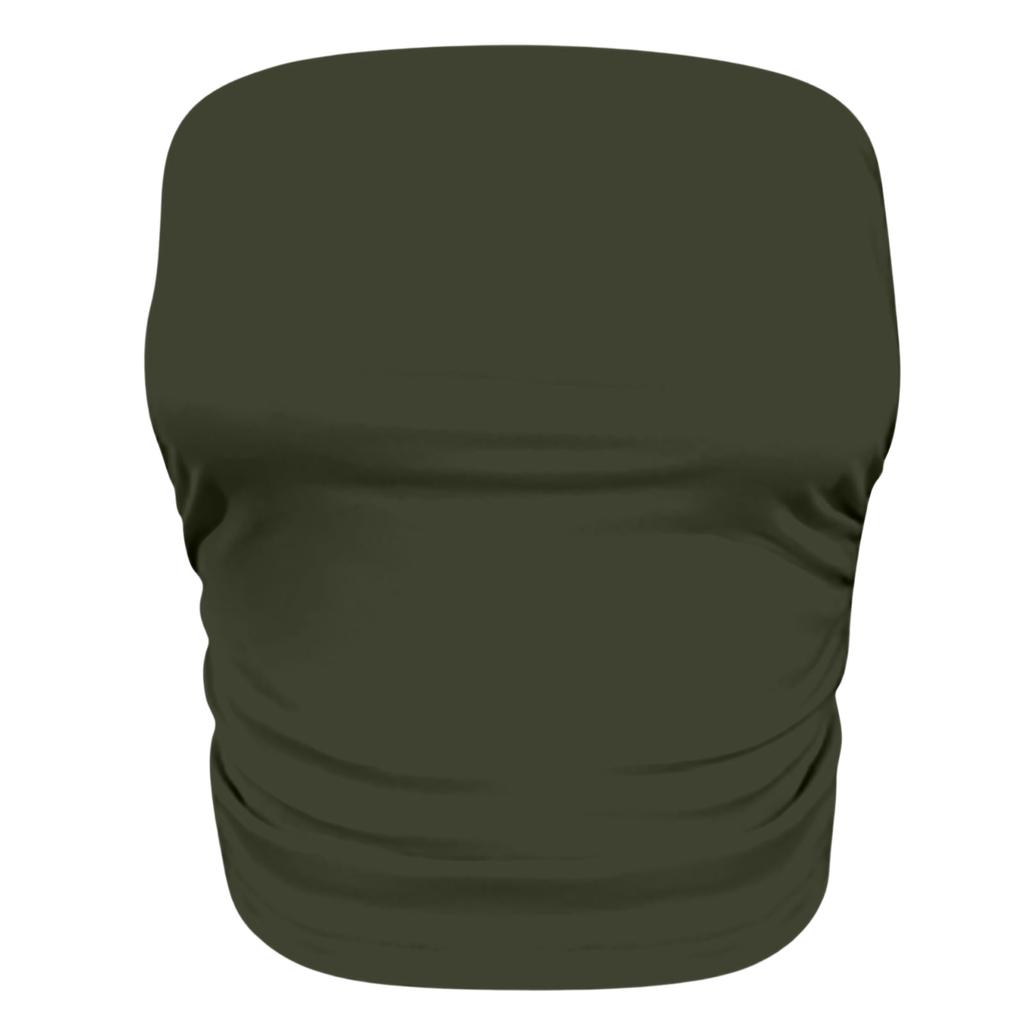 Top a tubino da donna senza spalline, a spalle scoperte, senza maniche, casual, aderente, basic, elastico, maglia a pullover per l'estate, uso quotidiano